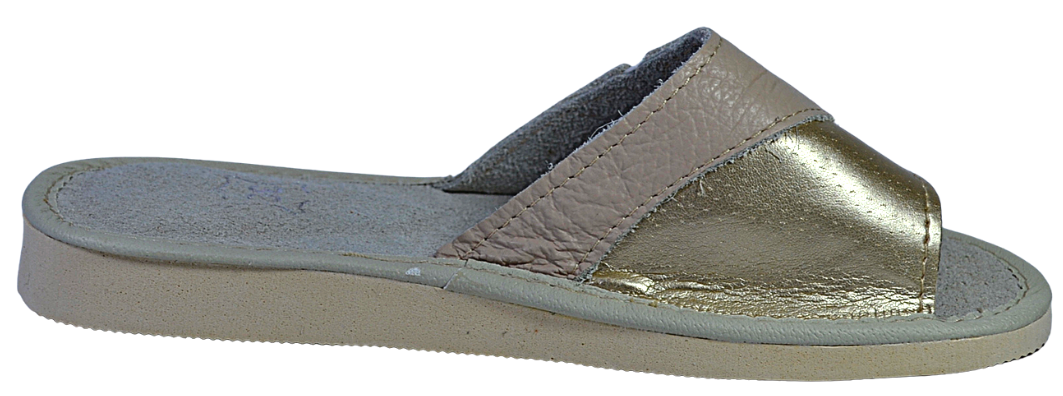 Aubrey - Women open toe leather slippers - Reindeer Leather