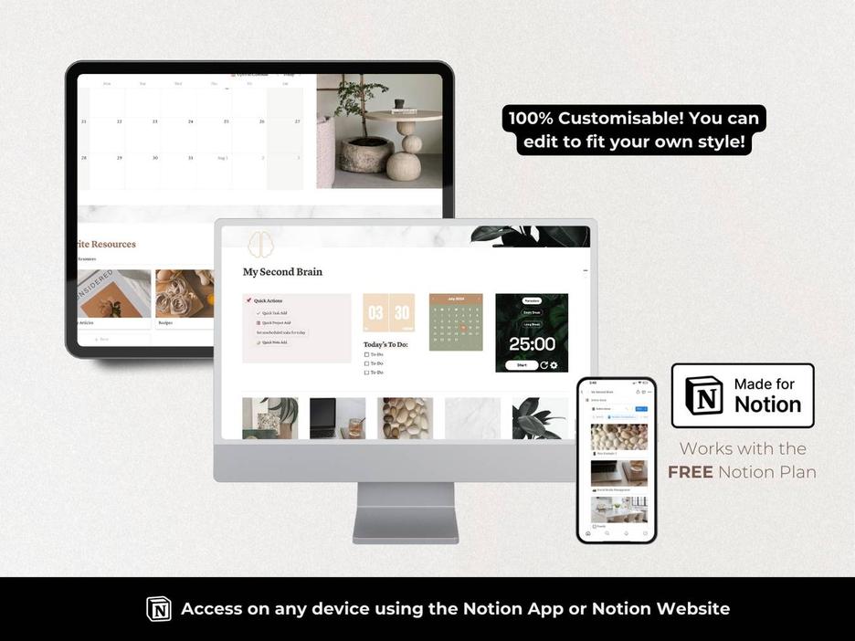 Second Brain Notion Template - Notion Dashboard + All-In-One Life Orga ...
