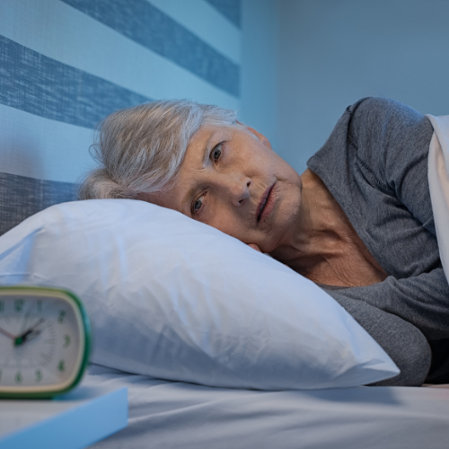 senior woman unable to sleep