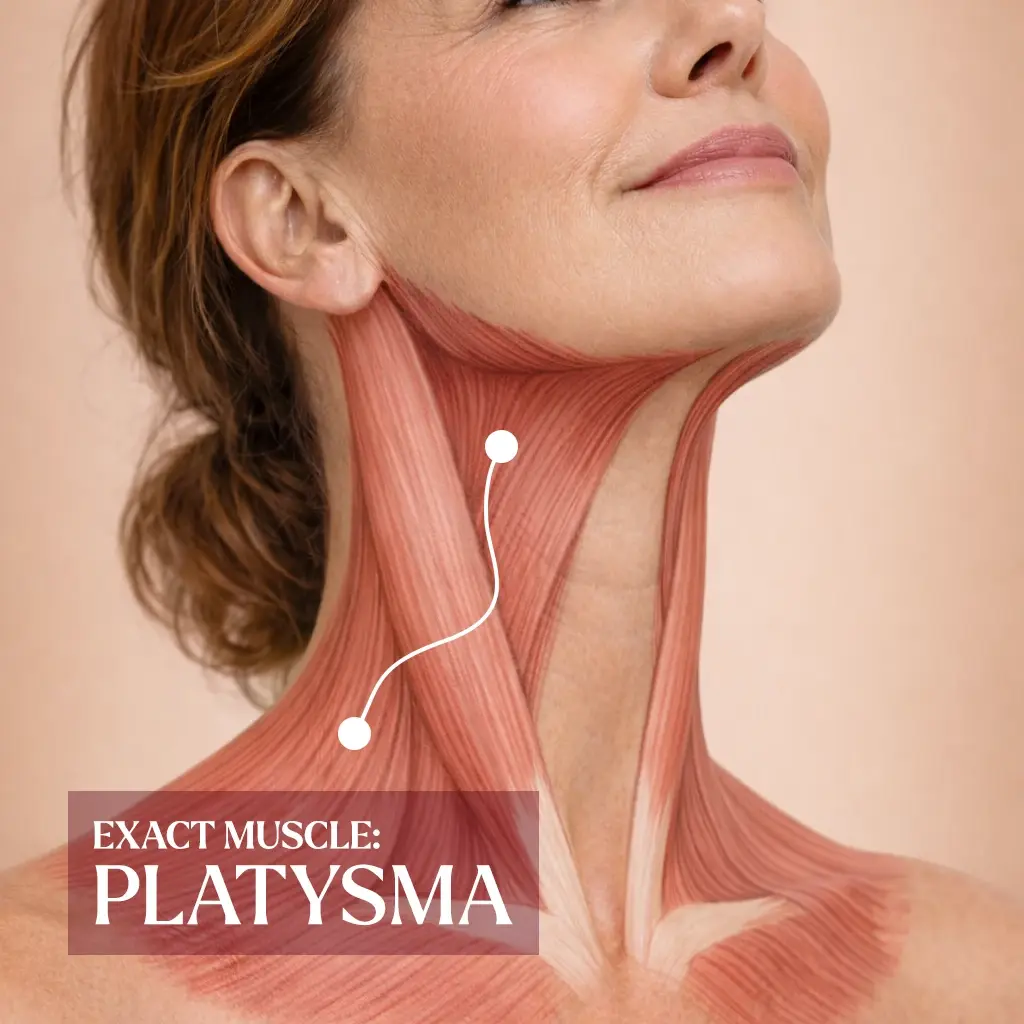 Women showing Platysma Muscle