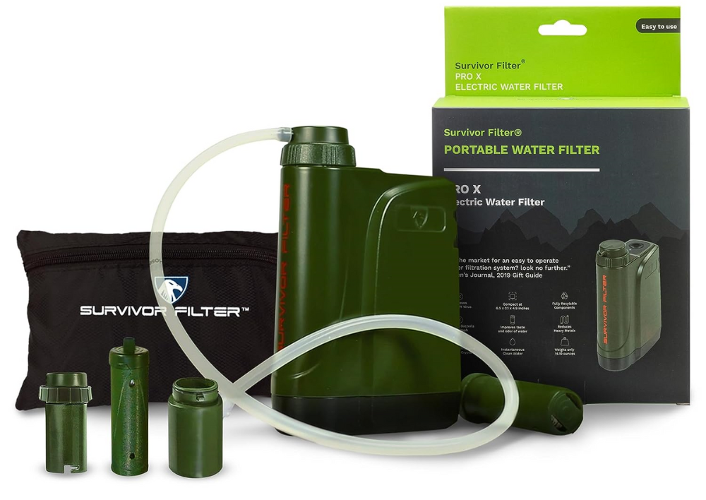 Survivor Filter Pro X Electric Water Purifier Survival Filter - 99.999% Virus, Bacteria, Parasite Removal Filtration System - Survival Water Filter