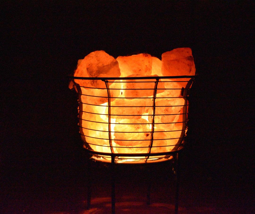 himalayan salt rocks in a sauna