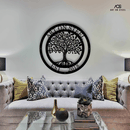 Personalized Tree of Life Metal Wall Art – Custom black steel wall décor with family name and established date, modern crafted artwork by Art on Steel, perfect for living room, home, or office décor.