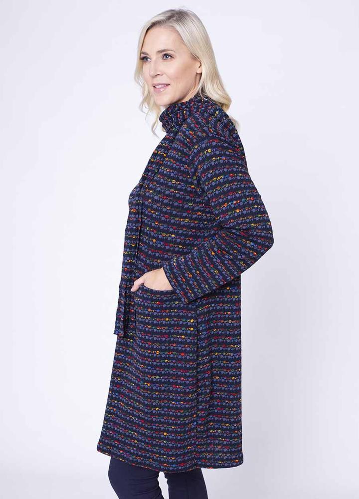 Fine Knit Pocket Dress & Scarf in Navy