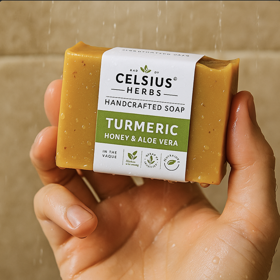 Turmeric soap in Hand