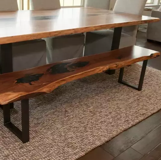 live edge epoxy dining bench