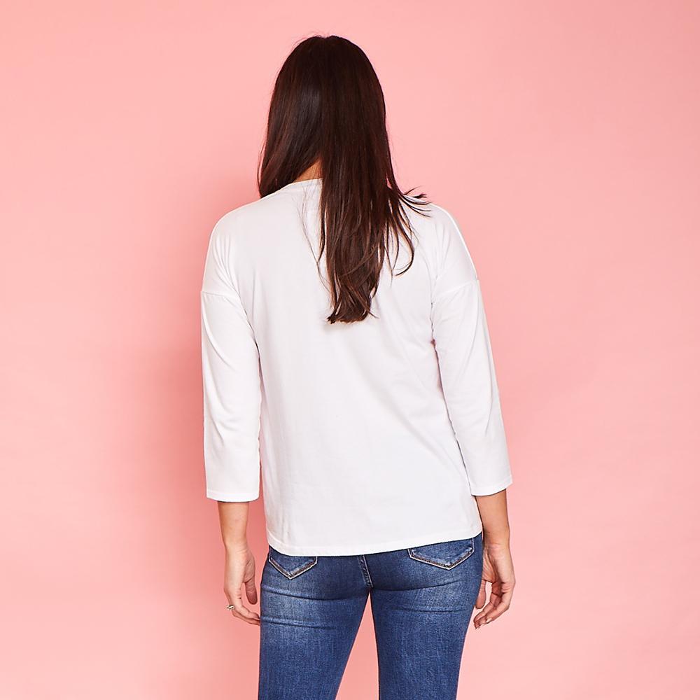 Riley Crew Neck Top (White)