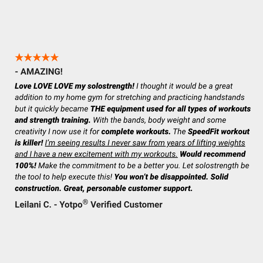 customer product reviews SoloStrength ultimate bodyweight exercise home gym equipment
