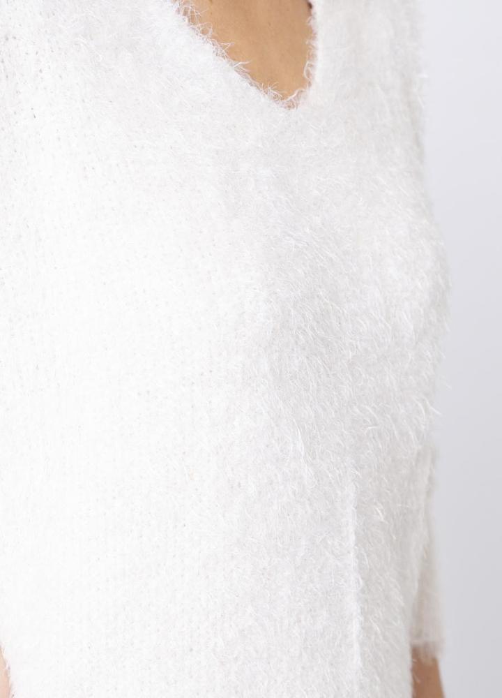 Scoop Neck Mohair Jumper in Cream