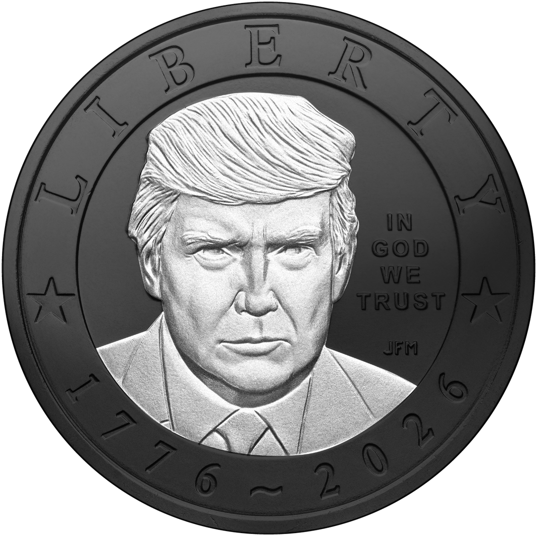 America's 250th Anniversary Trump $1 Coin - Black Ruthenium & Silver Edition