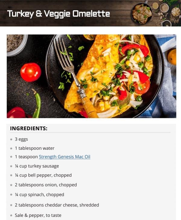 Turkey and Veggie Omelette Omelet Recipe Ingredients