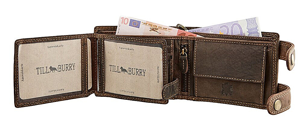 Till Burry - Mens minimalist biker leather wallet - Reindeer Leather