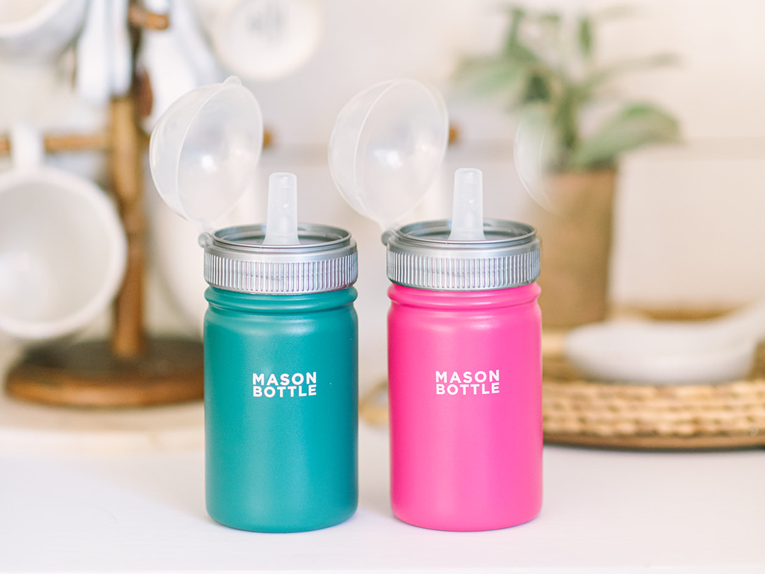Stainless steel bottle with straw top