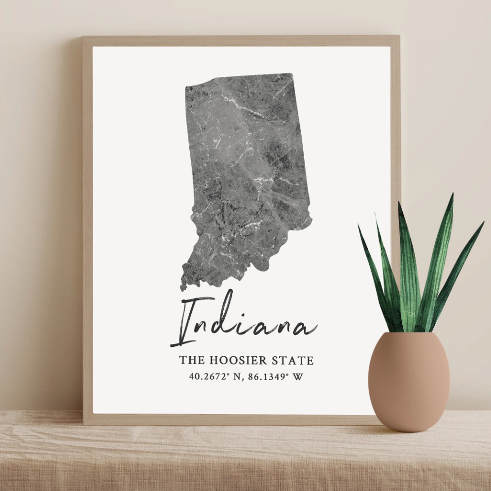 Indiana State Map Silhouette print