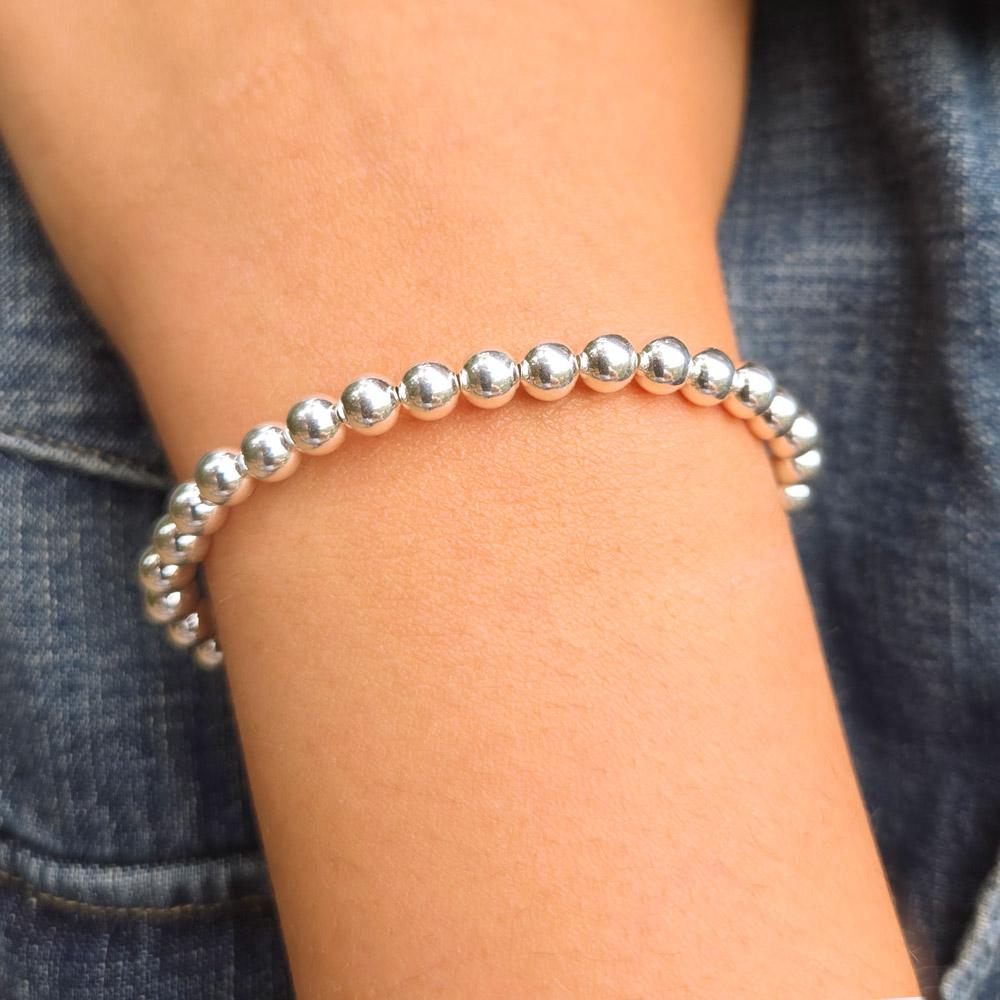 Sterling silver 5mm beaded bracelet