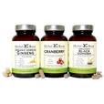 Bottle of Herbal Roots Cranberry, Korean Ginseng and organic Black Cohosh next to each other.