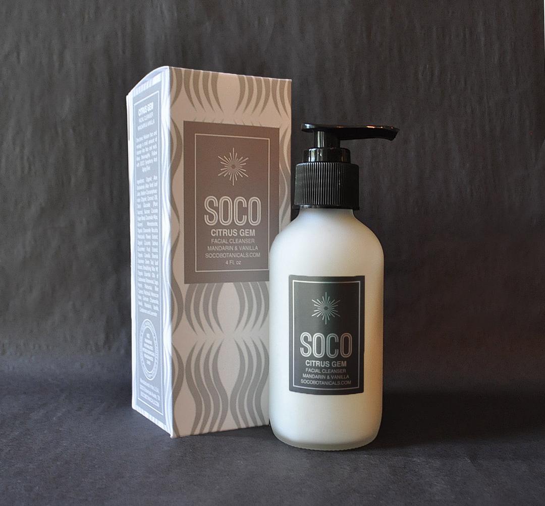 SOCO Botanicals Citrus Gem Cleanser with hydrating cucumber, green tea extract, and citrus extracts