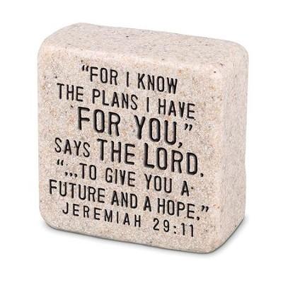 Square stone with Jeremiah 29:11 etching