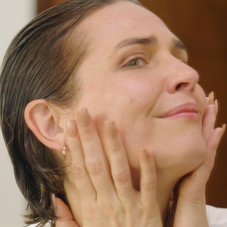 taking serum in hands