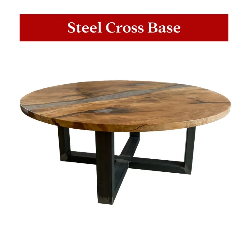 Steel Cross Base Round Dining Table