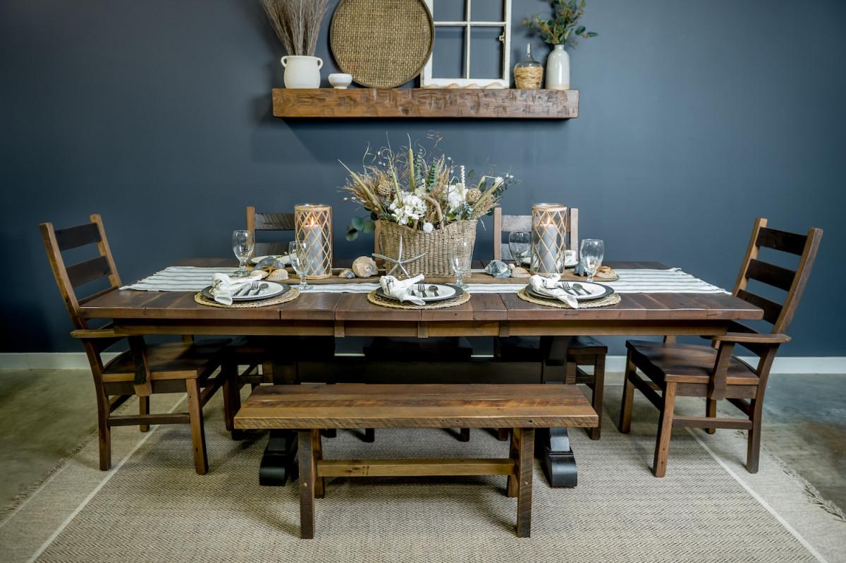 Reclaimed Wood Dining Table and seats