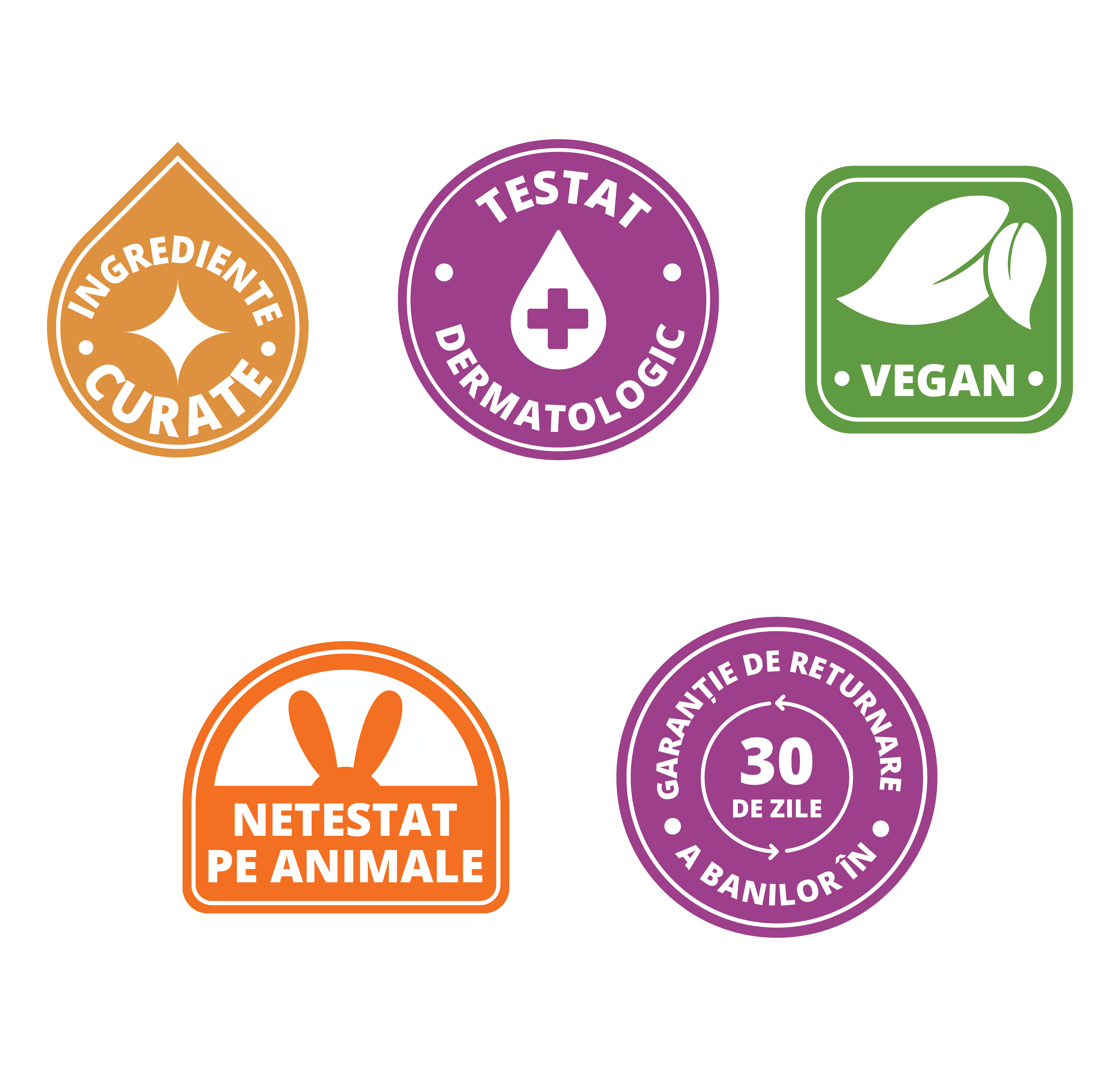 Not Tested on Animals, Vegan, 30-Day Money Back Guarantee badges 2