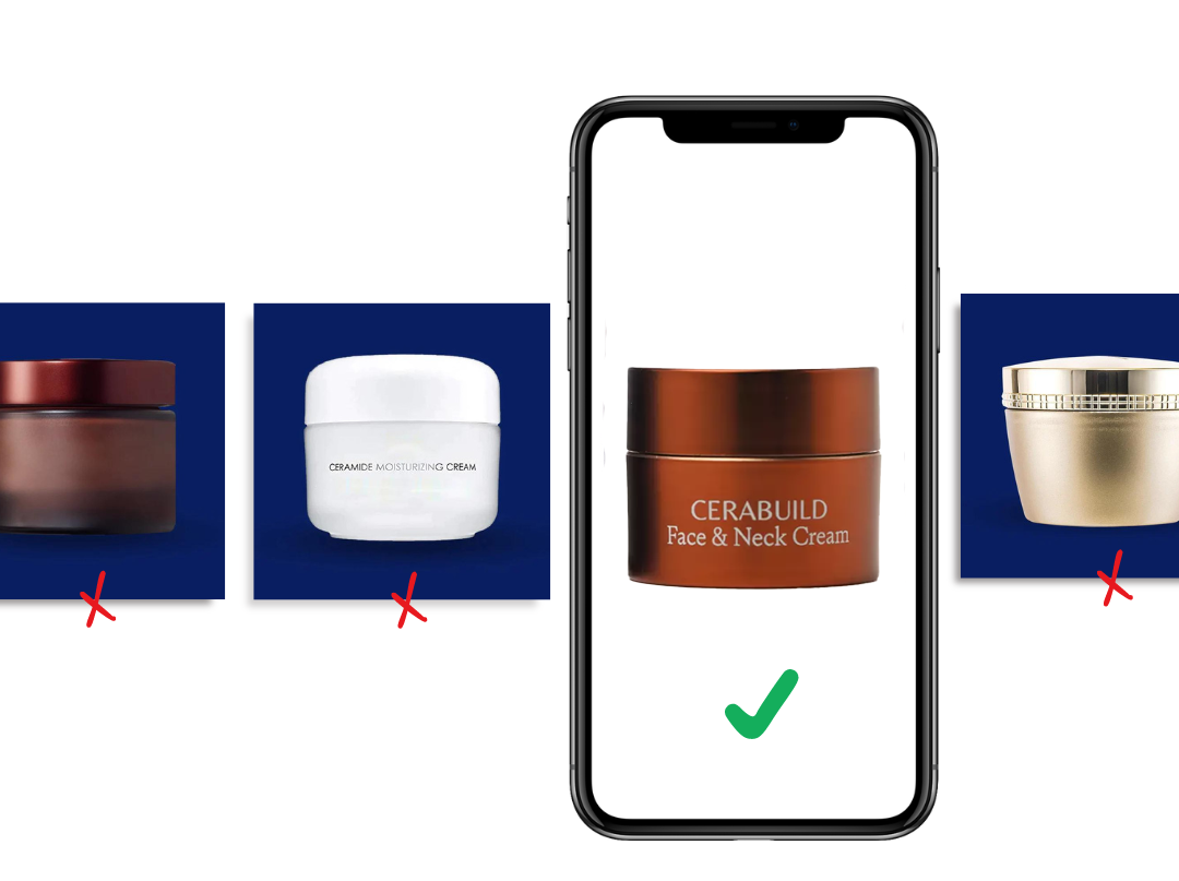 Image of products sliding across an iphone, and right choice being cerabuild