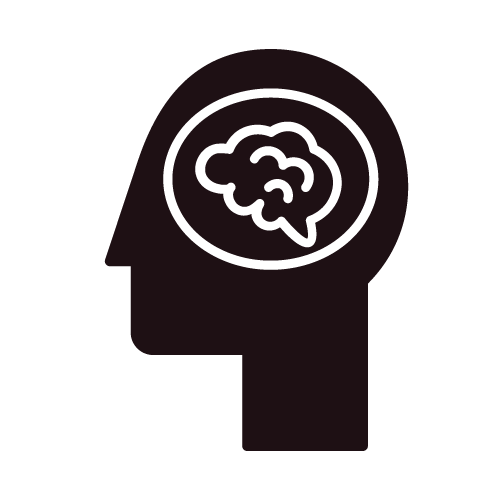 Human head with brain.