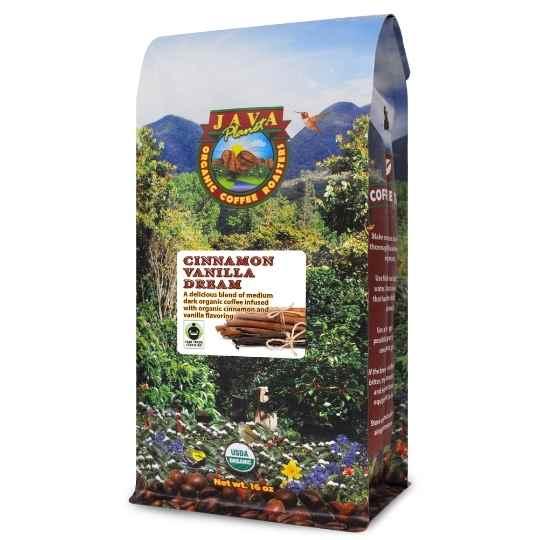 best organic flavored coffee Cinnamon Vanilla fair trade certified