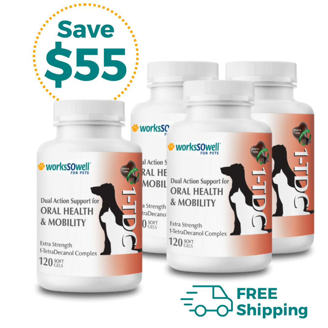 1-TDC Oral Health + Mobility Support for Cats & Dogs  4 Bottles (480 soft gels)