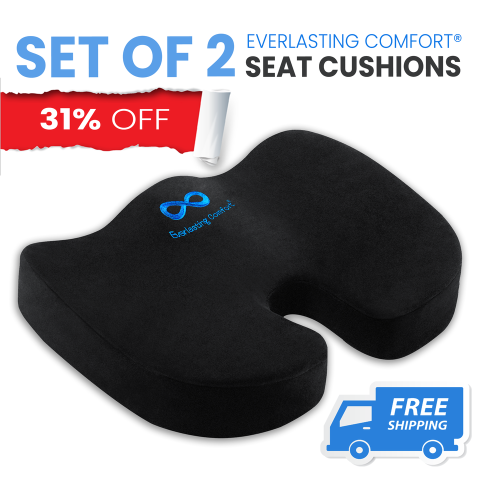 Everlasting Comfort [Upgraded Car Seat Cushion w/Premium ComfortFoam™ for  Back Pain, Tailbone Pain, Sciatica - Pressure Relief Seat Cushion for Car