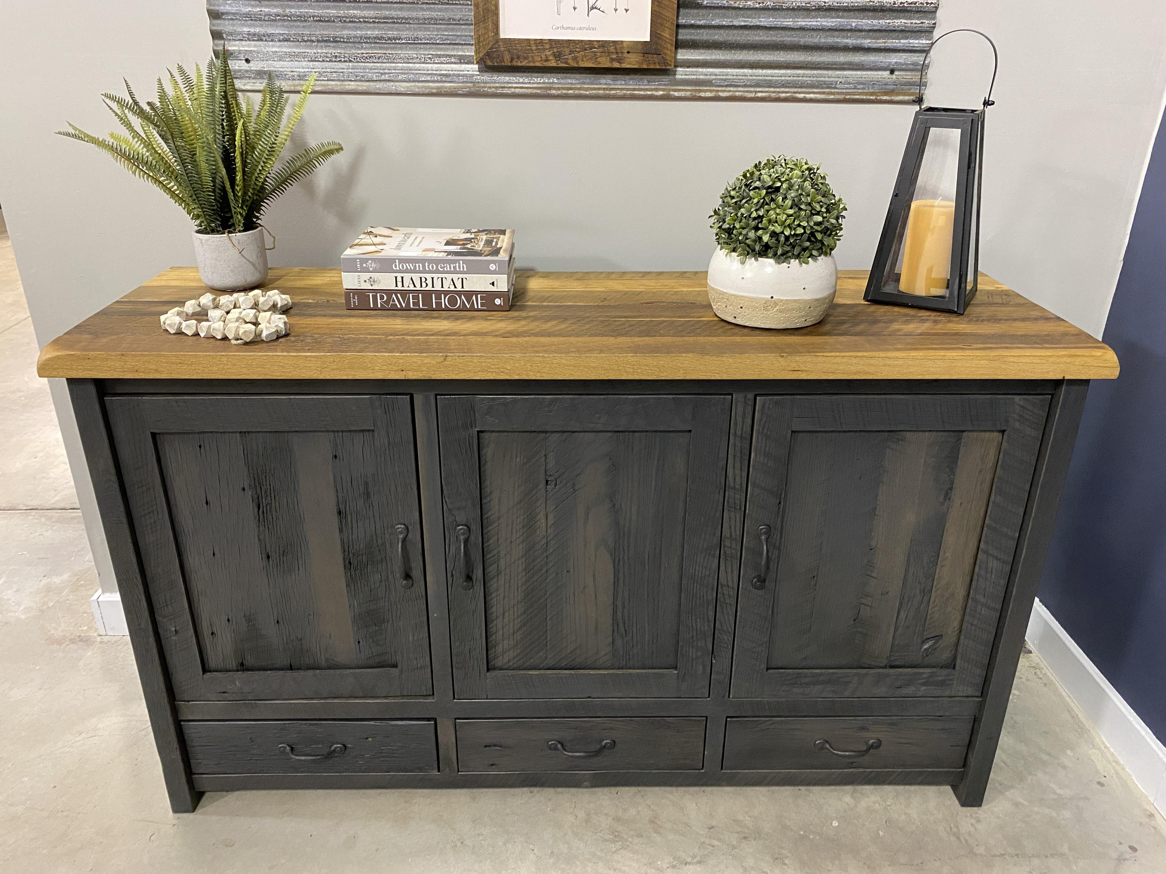 gray and wood buffet