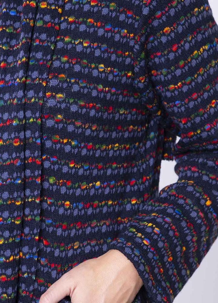 Fine Knit Pocket Dress & Scarf in Navy