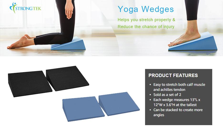StrongTek 13" Large Yoga Foam Wedge, Slant Board, Calf Stretcher(Pair)