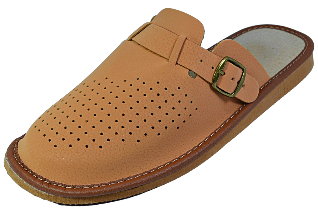 Kai - Mens leather mule slip on slippers - Reindeer Leather