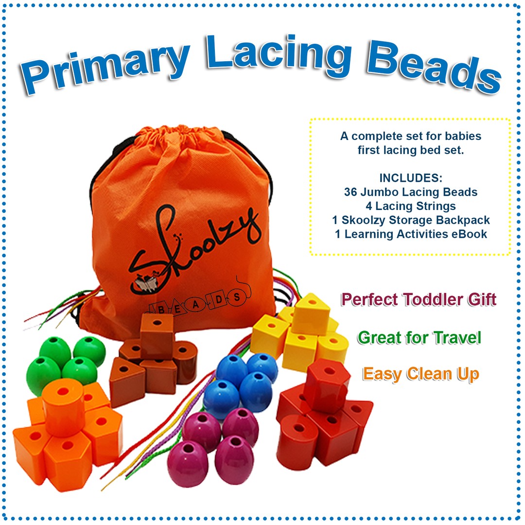 Wooden Lacing Beads Set Baby Daycare Preschool Toy for Toddler Boys Girls 