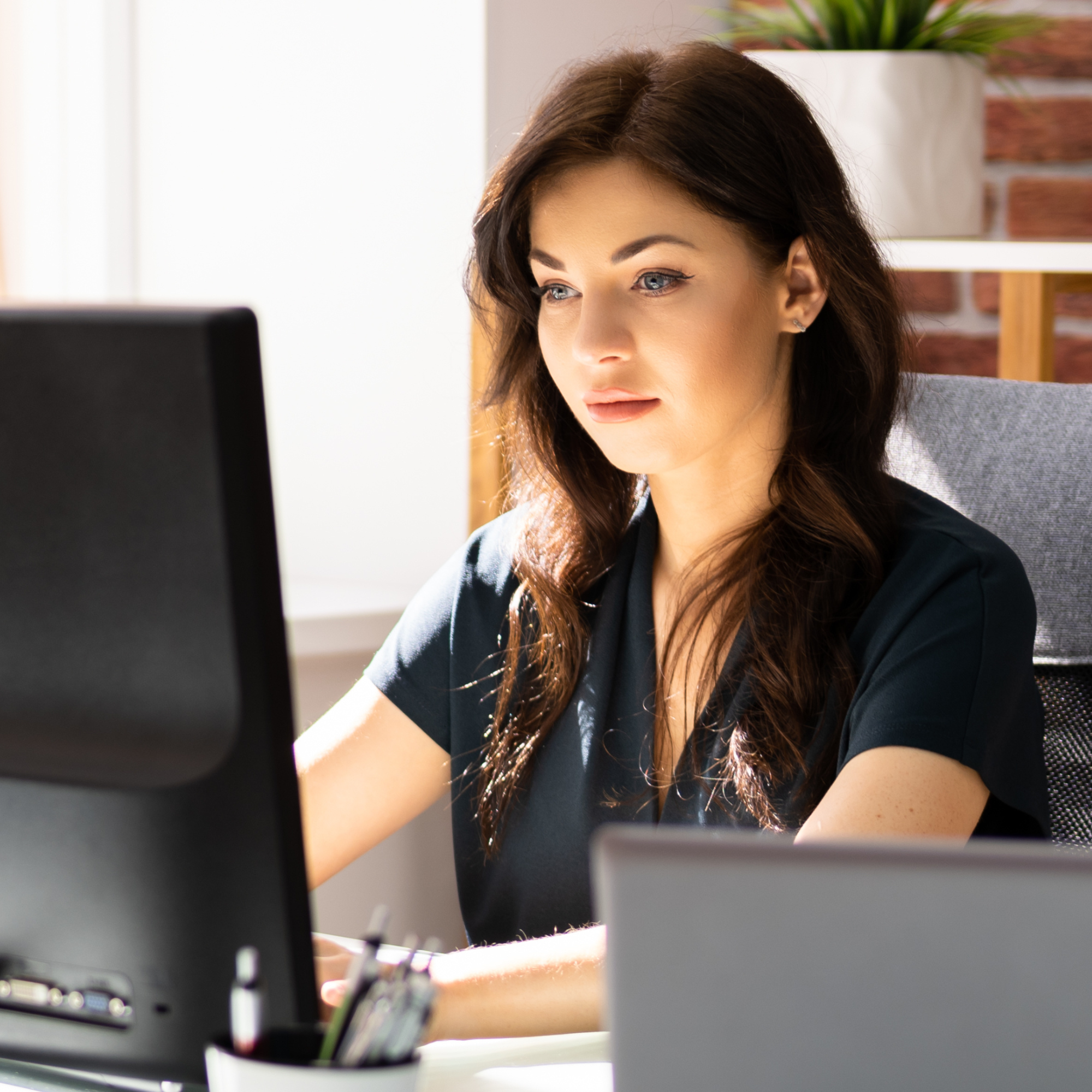 woman on computer