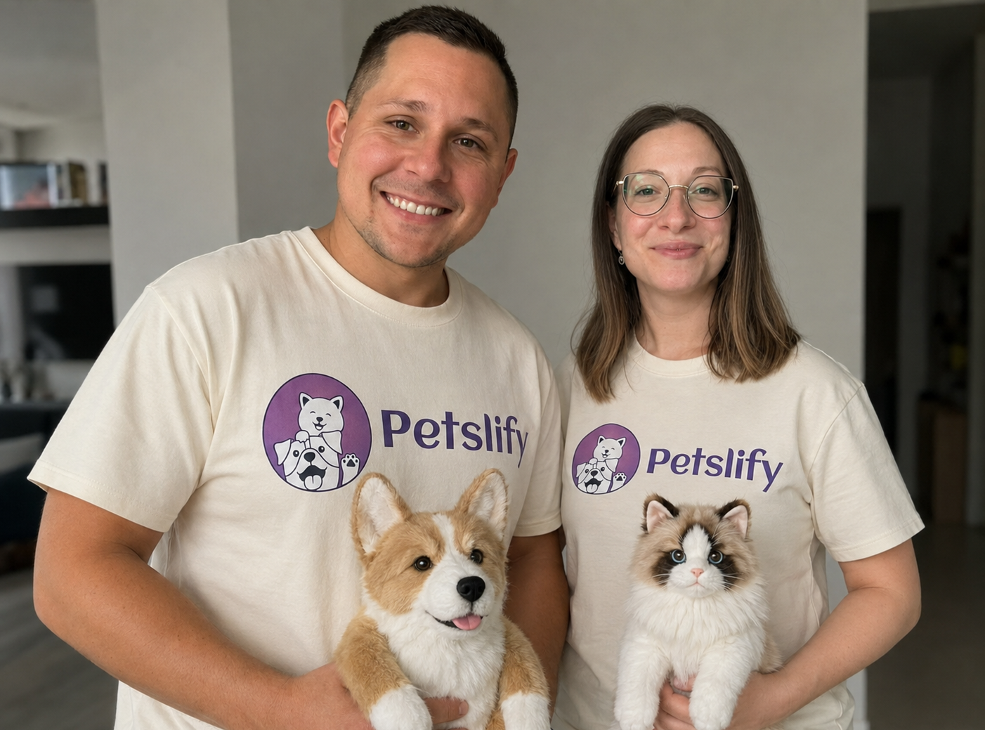 Anastasia, founder of Petslify, in the workshop with Niko her husband