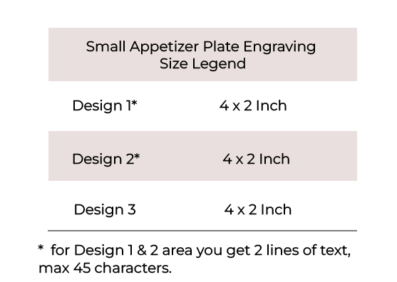 Small appetizer plate engraving size legend