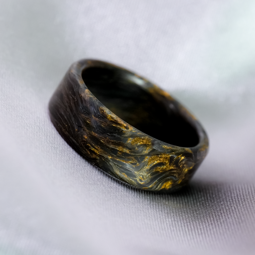 Gold infused carbon fiber affordable mens promise ring.
