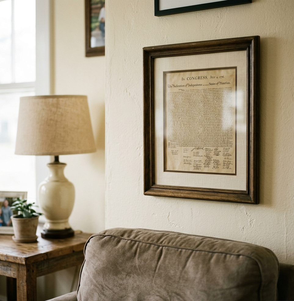 Hang historical paintings or documents like a copy of The Constitution