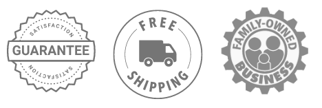 satisfaction guaranteed, free shipping, and family- owned business