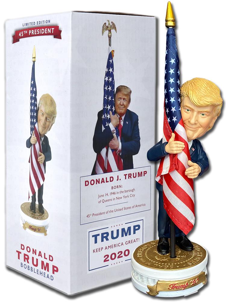 Trump 2020 Bobblehead (with Cloth American Flag)