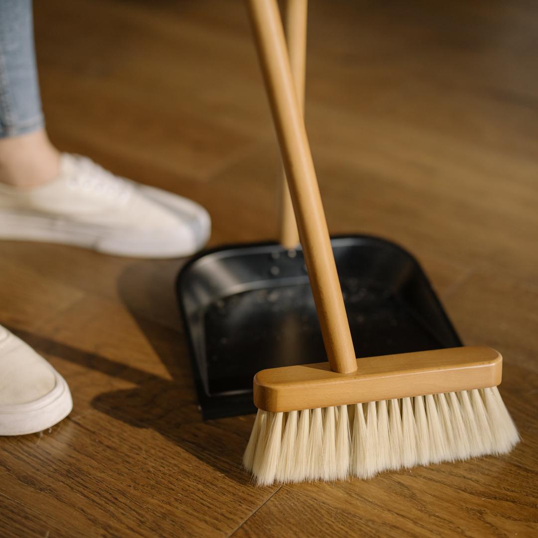 cleaning a room