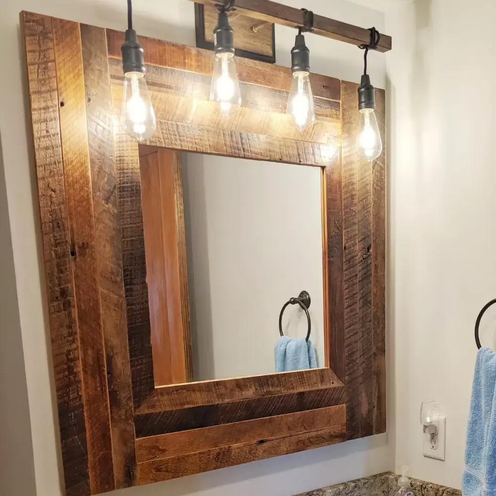 reclaimed wood plank mirror