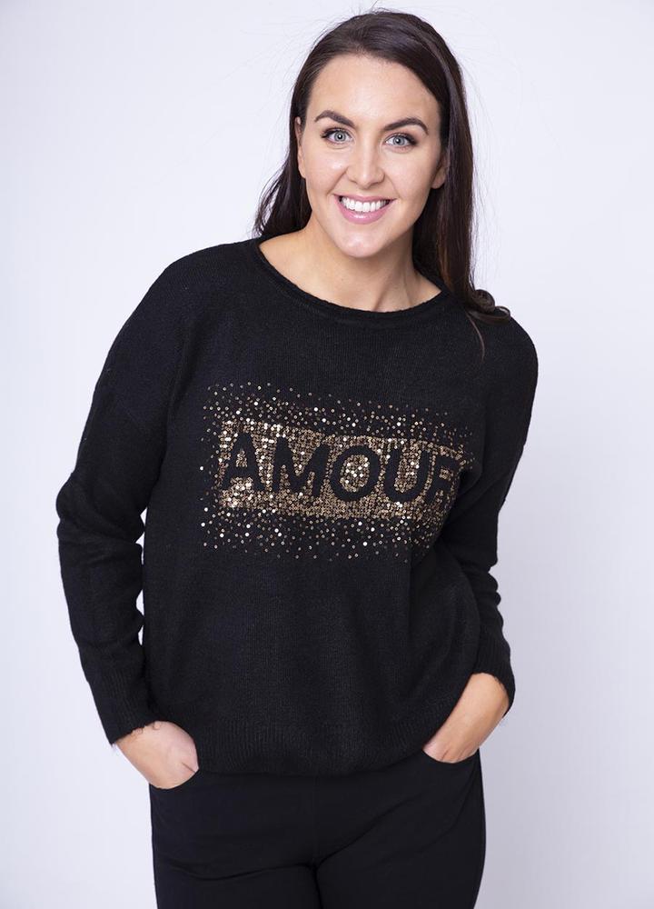 " Amour " Wool Mix Jumper in Black