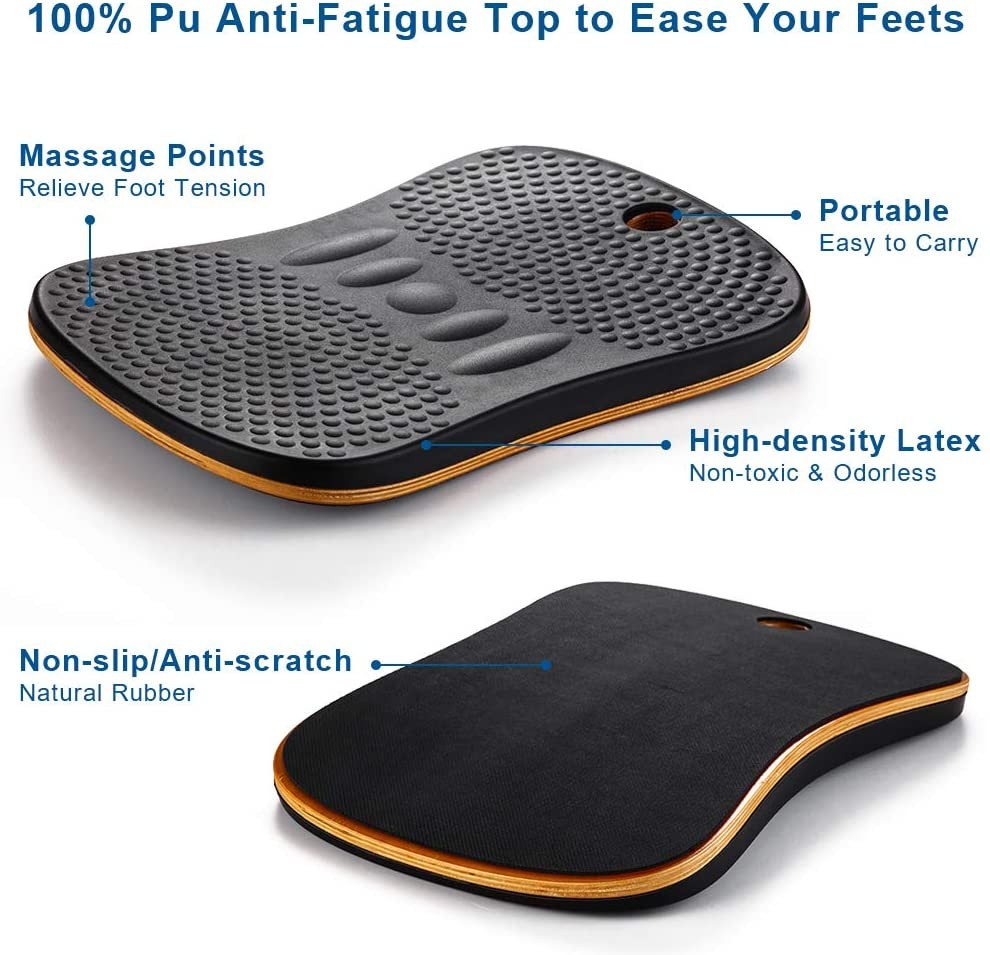 Anti Fatigue Balance Board Sit Stand Desk Mat Wobble Foot Rocker 350lbs Black 