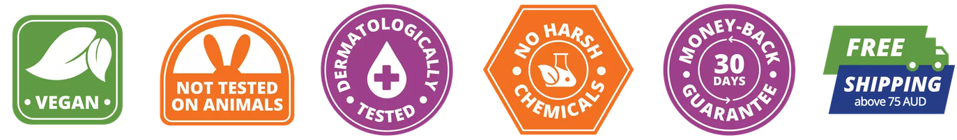 VEGAN | Not tested on animals | no harmful chemicals | non-toxic | 30 days money-back guarantee | free shipping