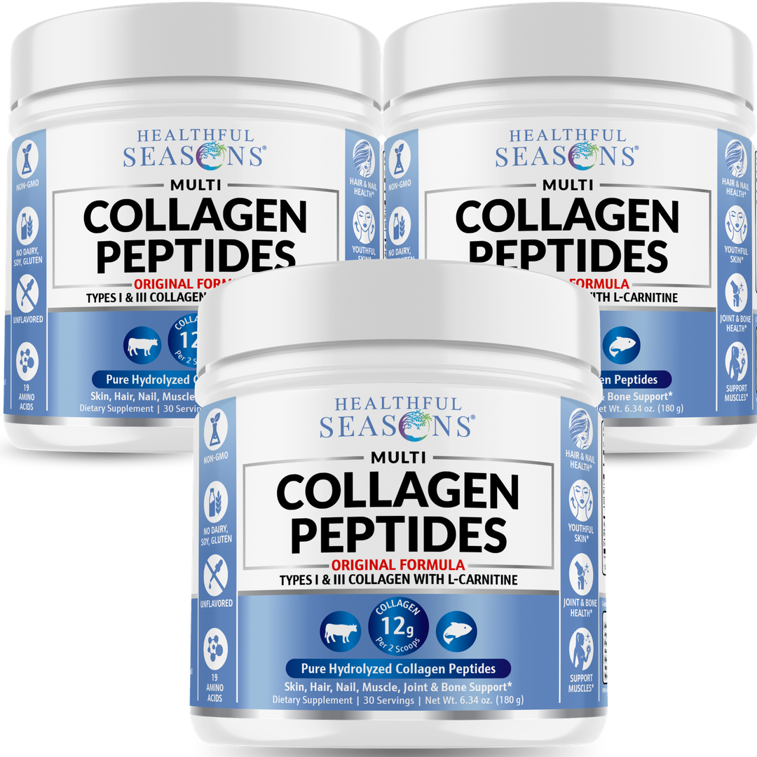Multi Collagen Peptides Powder Types I & III - Bovine & Marine + L-Carnitine - 30 Servings