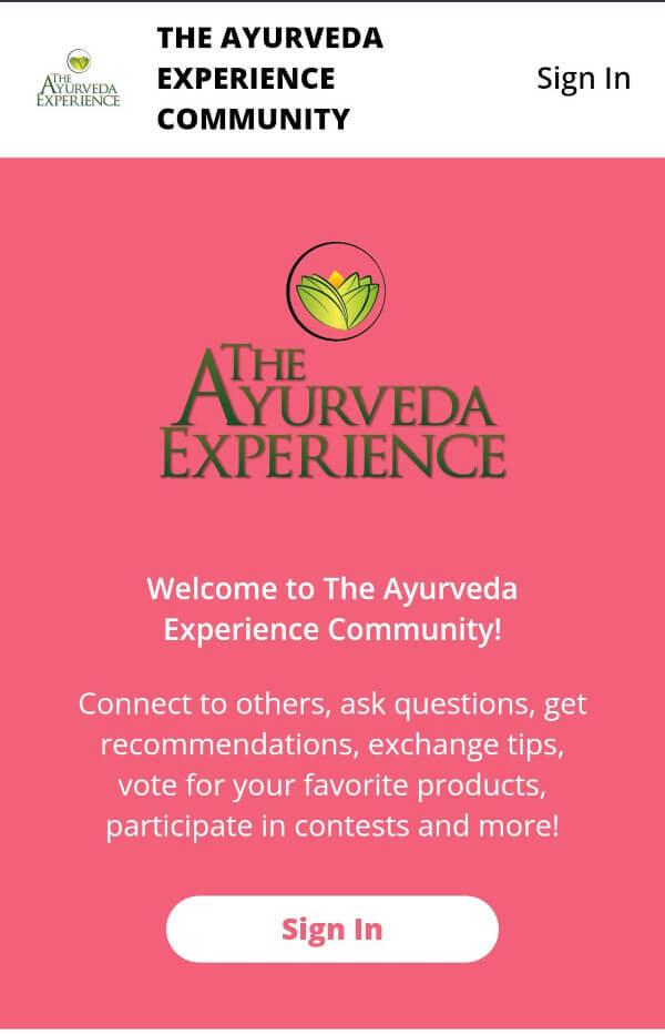 Inicia sesión en la Comunidad de Experiencia Ayurveda